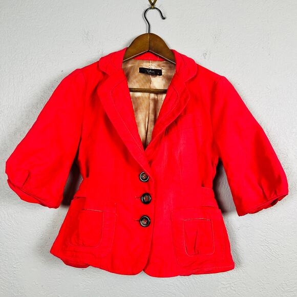 Luii Anthropologie Belted Waist Jacket Elbow Sleeve Triple Button Career - PM - Picture 7 of 8